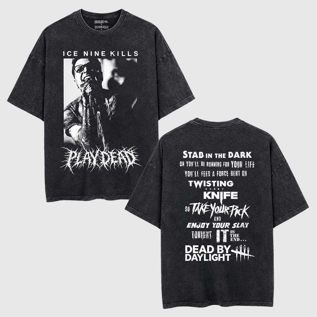 Dead by Daylight x Ice Nine Kills - Devils in the Details Lyric Heavyweight T-shirt - Image 3